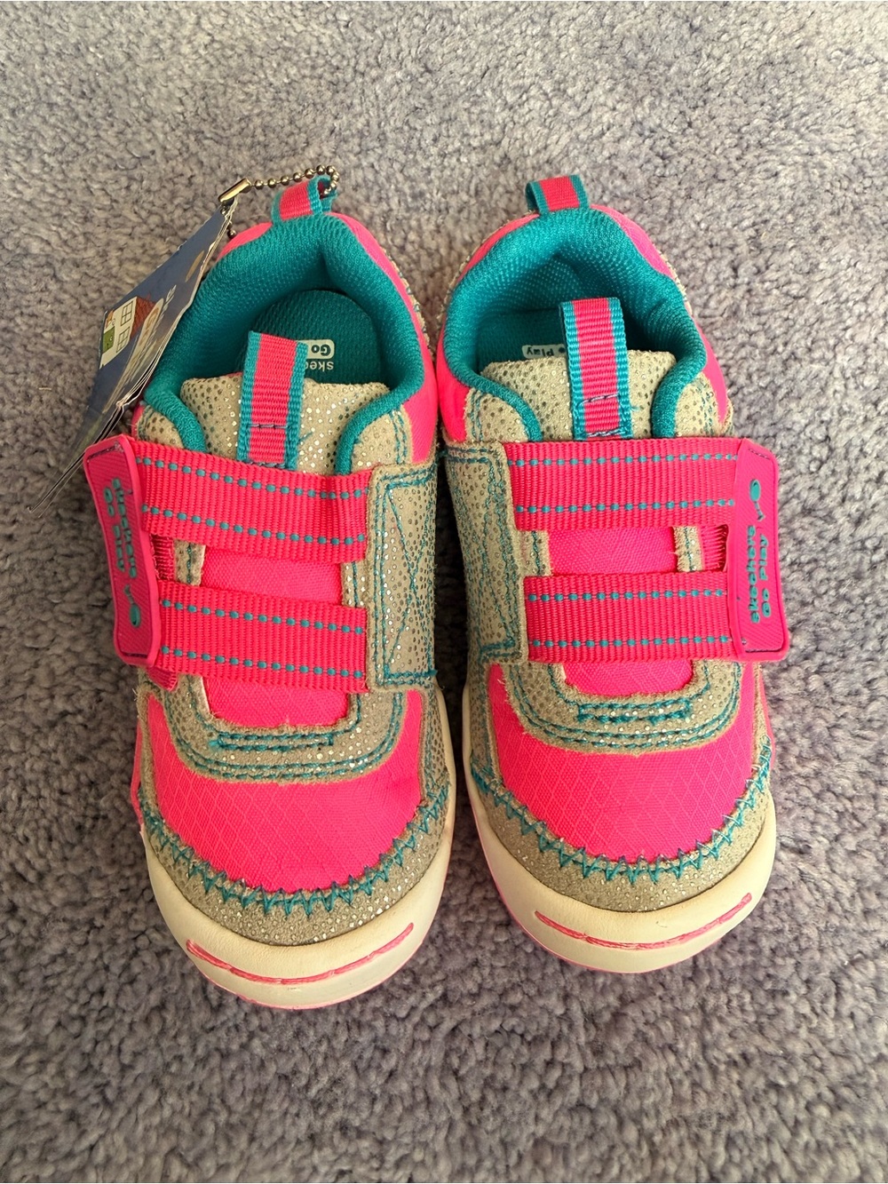 Stride Rite Kids Pink and Teal Hook-and-Loop Sneakers